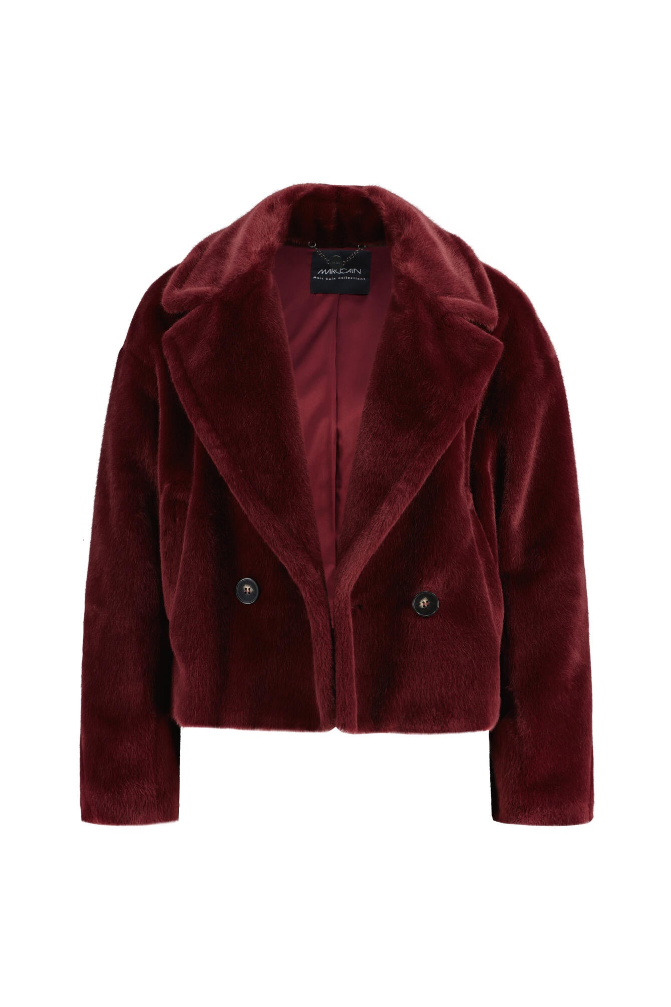 Kunstpelzjacke mit Reversekragen - 294 - Rot