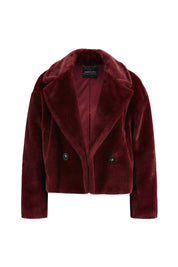 Kunstpelzjacke mit Reversekragen - 294 - Rot