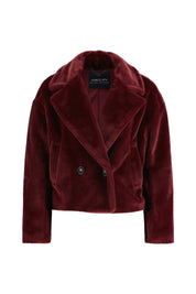 Kunstpelzjacke mit Reversekragen - 294 - Rot