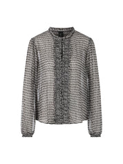 Bluse gemustert mit Rüschen - 836 - Grau
