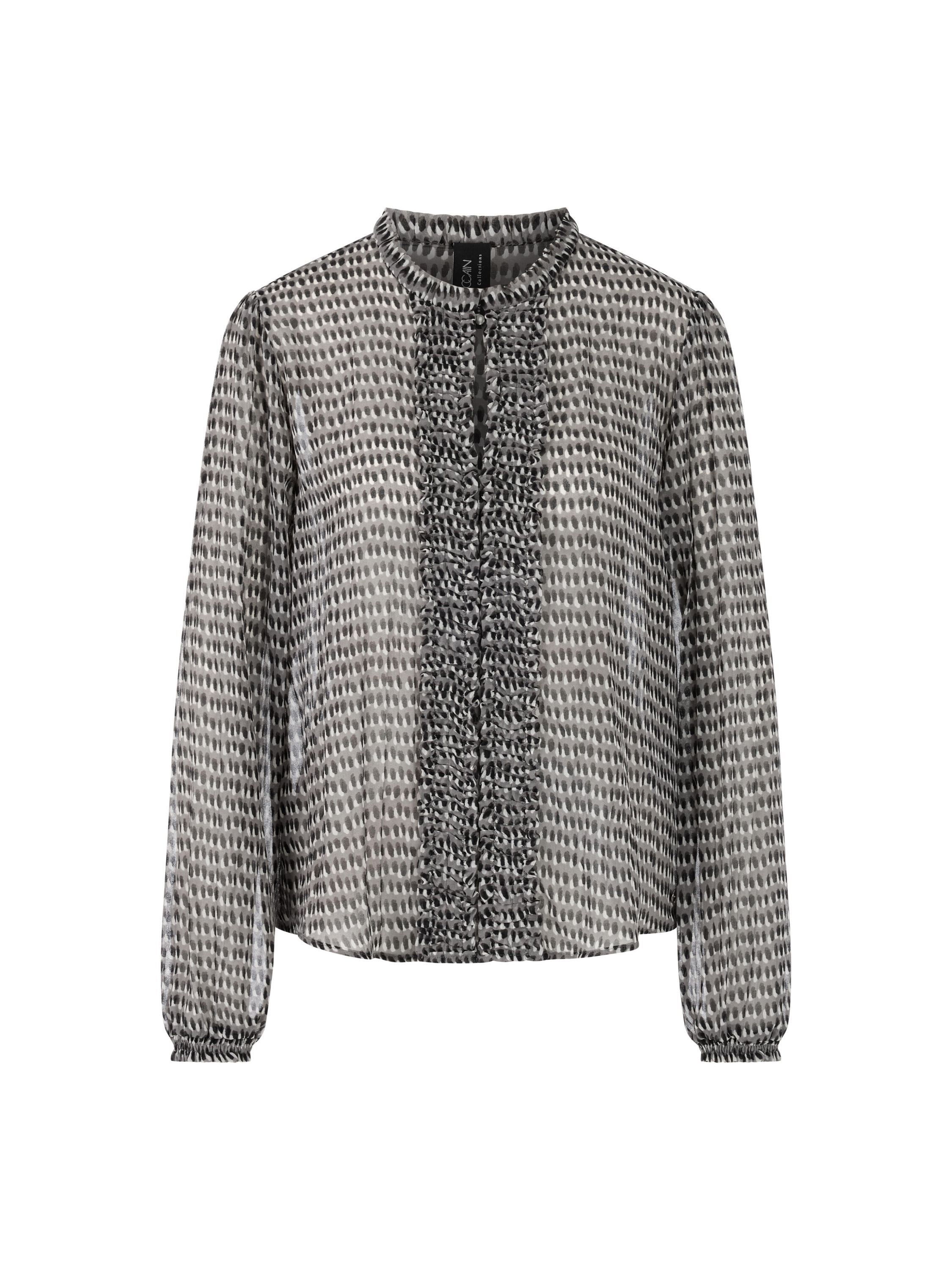 Bluse gemustert mit Rüschen - 836 - Grau