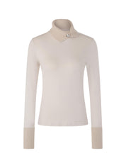 Longsleeve mit gestricktem Kragen - 182 - Creme