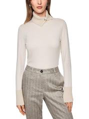 Longsleeve mit gestricktem Kragen - 182 - Creme