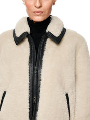 Jacke in Felloptik - 112 - Beige