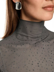 Langarmshirt aus Mesh - 836 - Braun