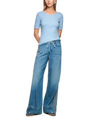 T-Shirt aus gerippt - 316 - Blau