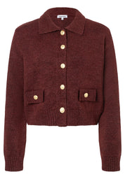 Strickcardigan mit aufliegendem Kragen - 0284 - Rot