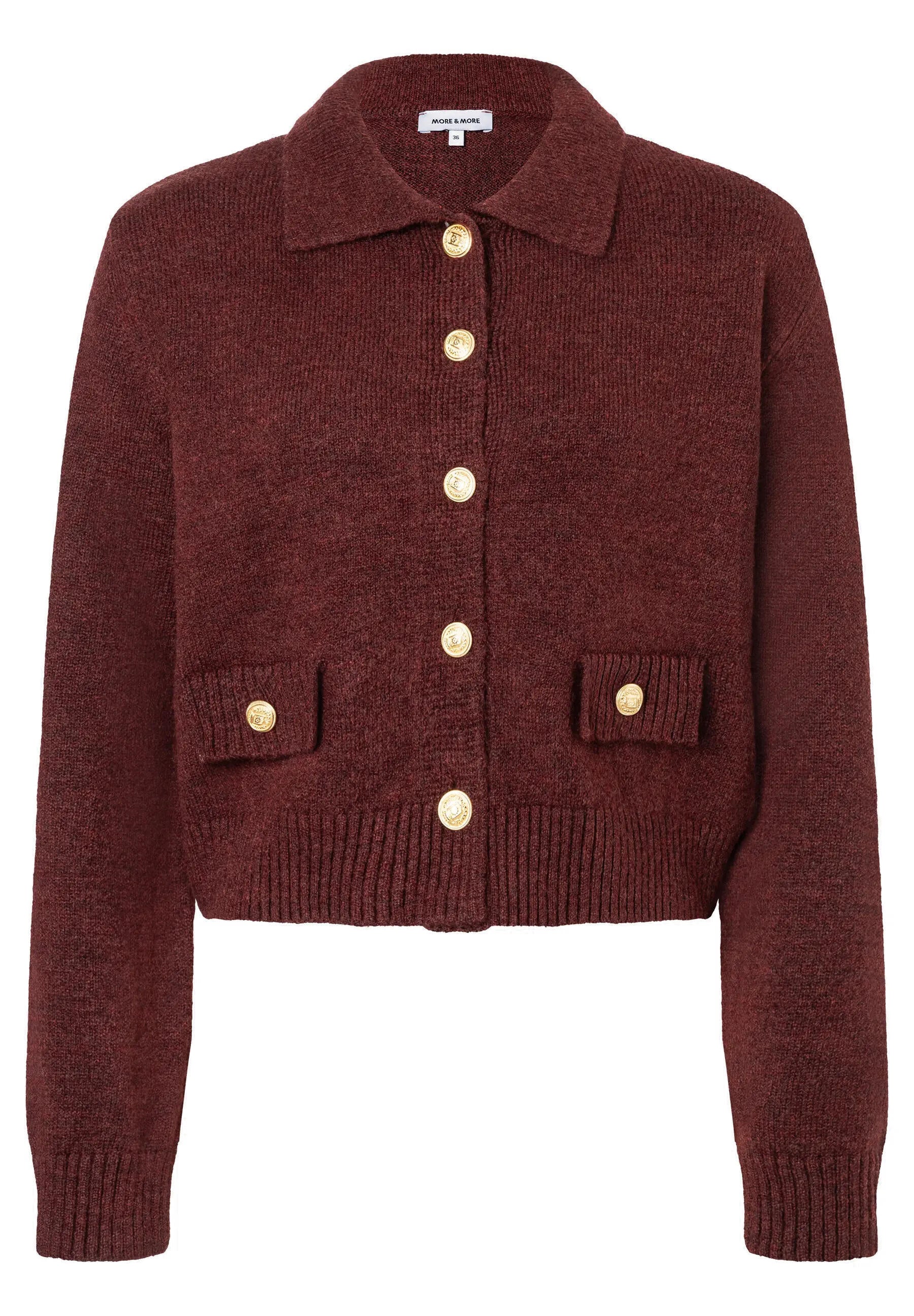 Strickcardigan mit aufliegendem Kragen - 0284 - Rot