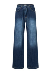 Jeans Wide Leg mit Tunnelzug - 0963 - Blau