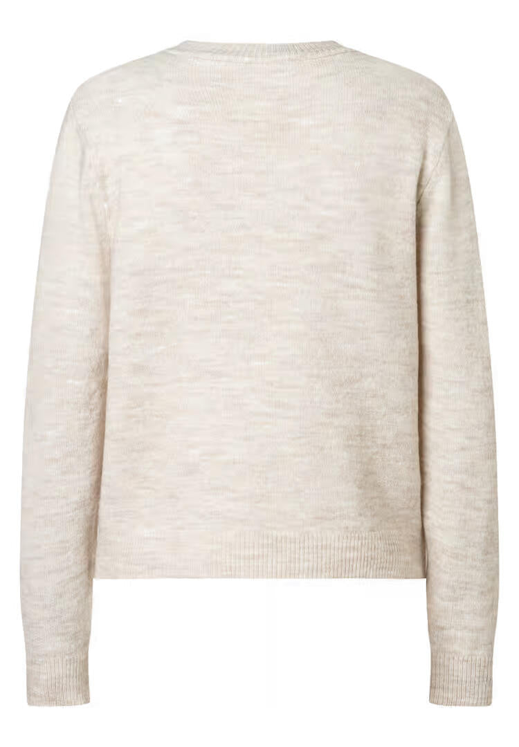 Strickpullover mit Rundhalsausschnitt - 0038 - Beige