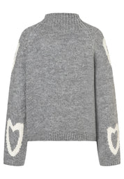 Strickpullover mit Stehkragen - 0740 - Grau