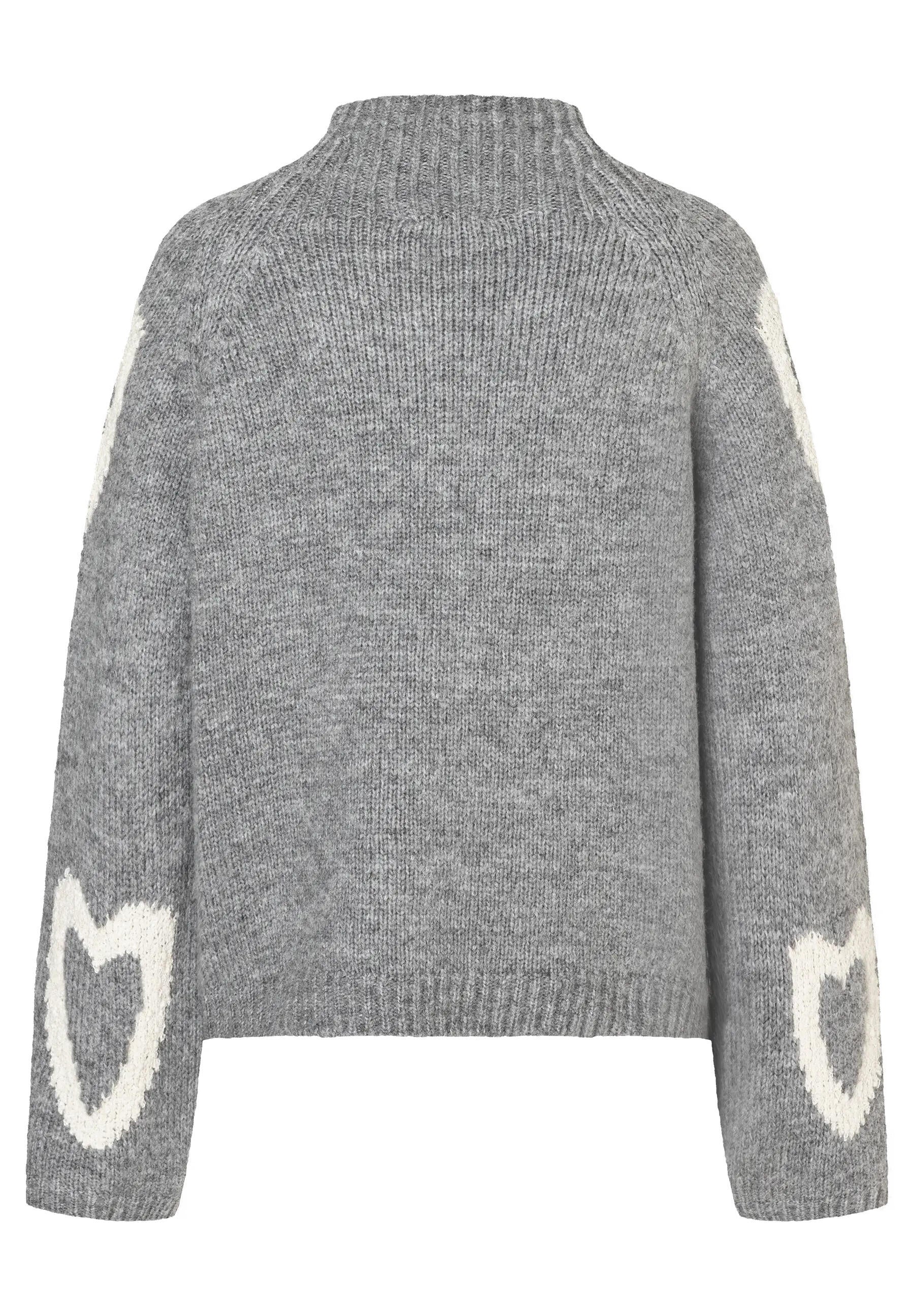 Strickpullover mit Stehkragen - 0740 - Grau