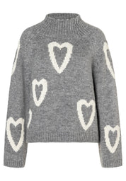 Strickpullover mit Stehkragen - 0740 - Grau
