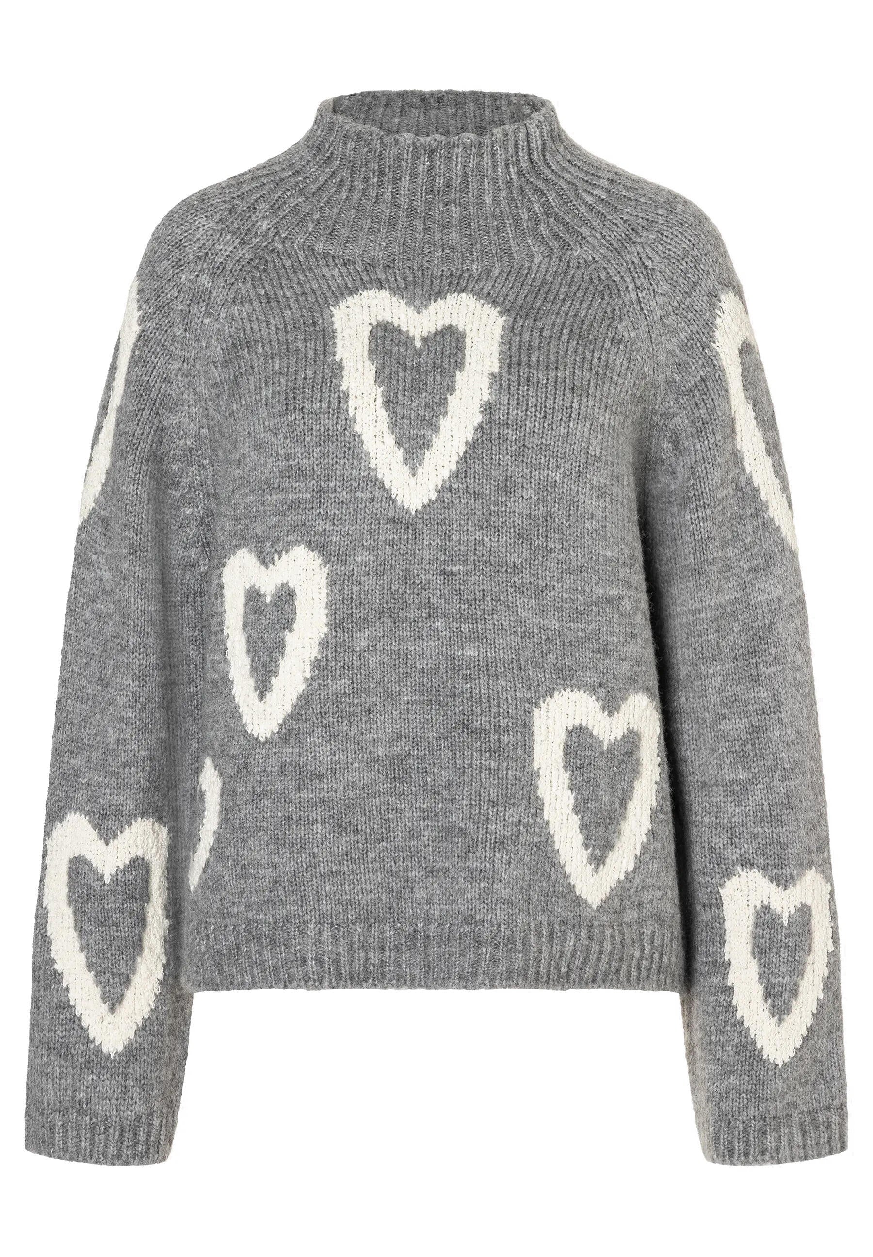 Strickpullover mit Stehkragen - 0740 - Grau
