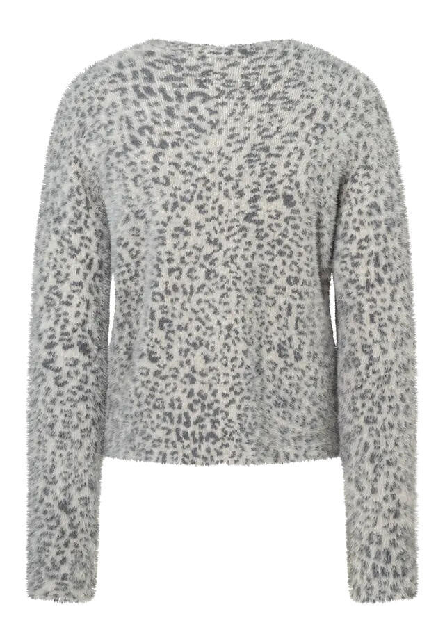 Strickpullover mit Animalprint - 2041 - Grau