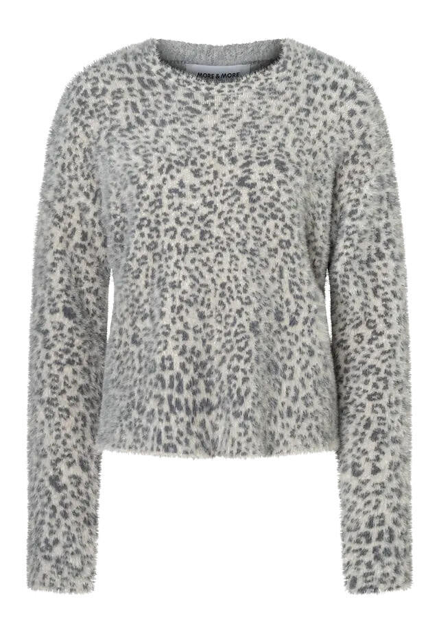 Strickpullover mit Animalprint - 2041 - Grau