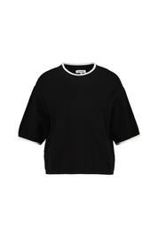 Strick-T-Shirt aus Viskosemix - 0790 - Schwarz