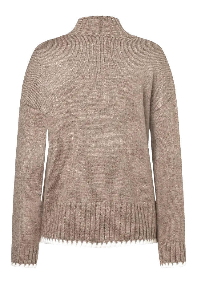 Strickpullover mit Stehkragen - 0260 - Beige
