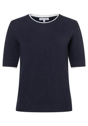 Strick-T-Shirt aus Viskosemix - 0375 - Blau