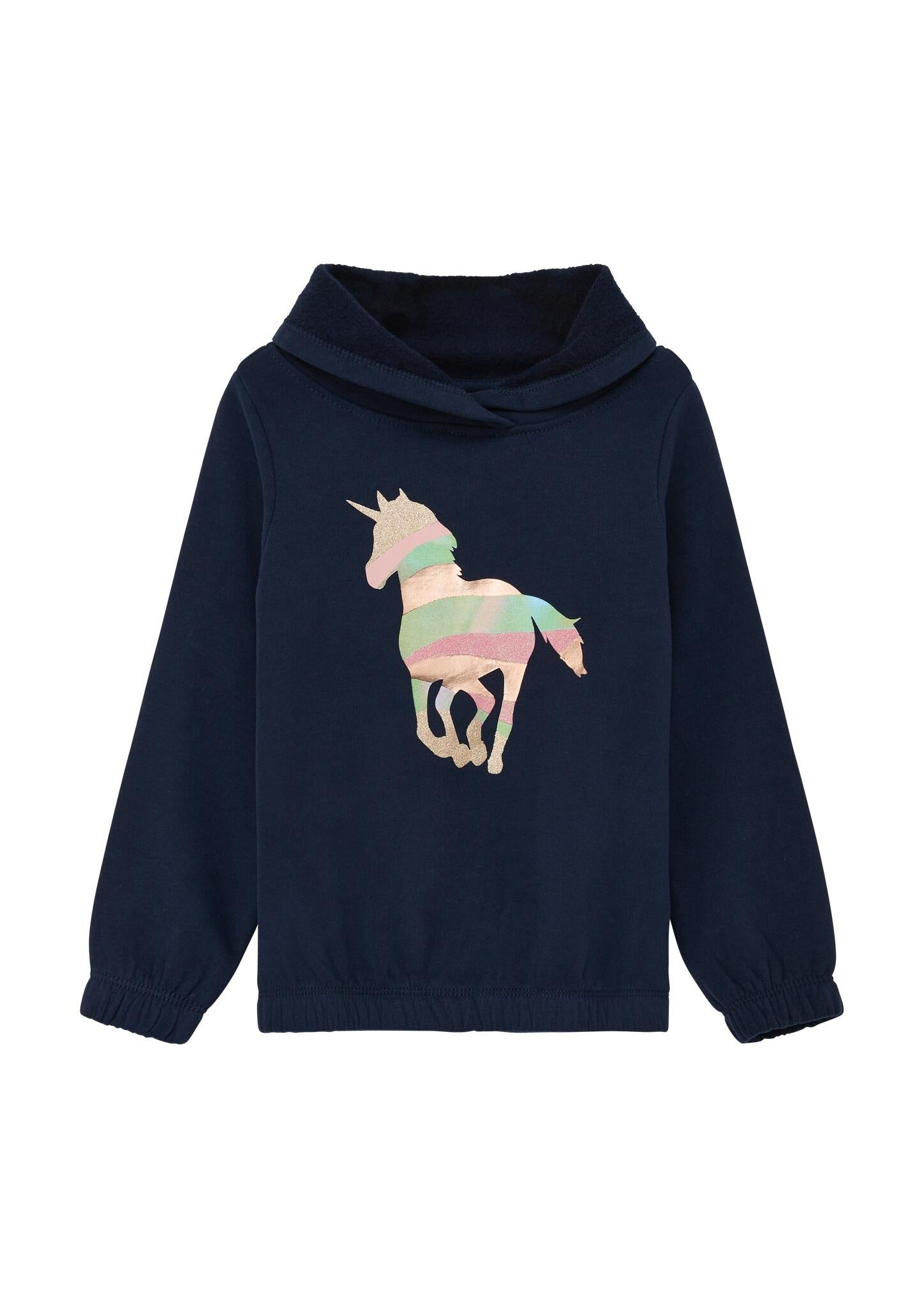 Hoodie mit Einhorn Print - 5952-BLUE - Blau