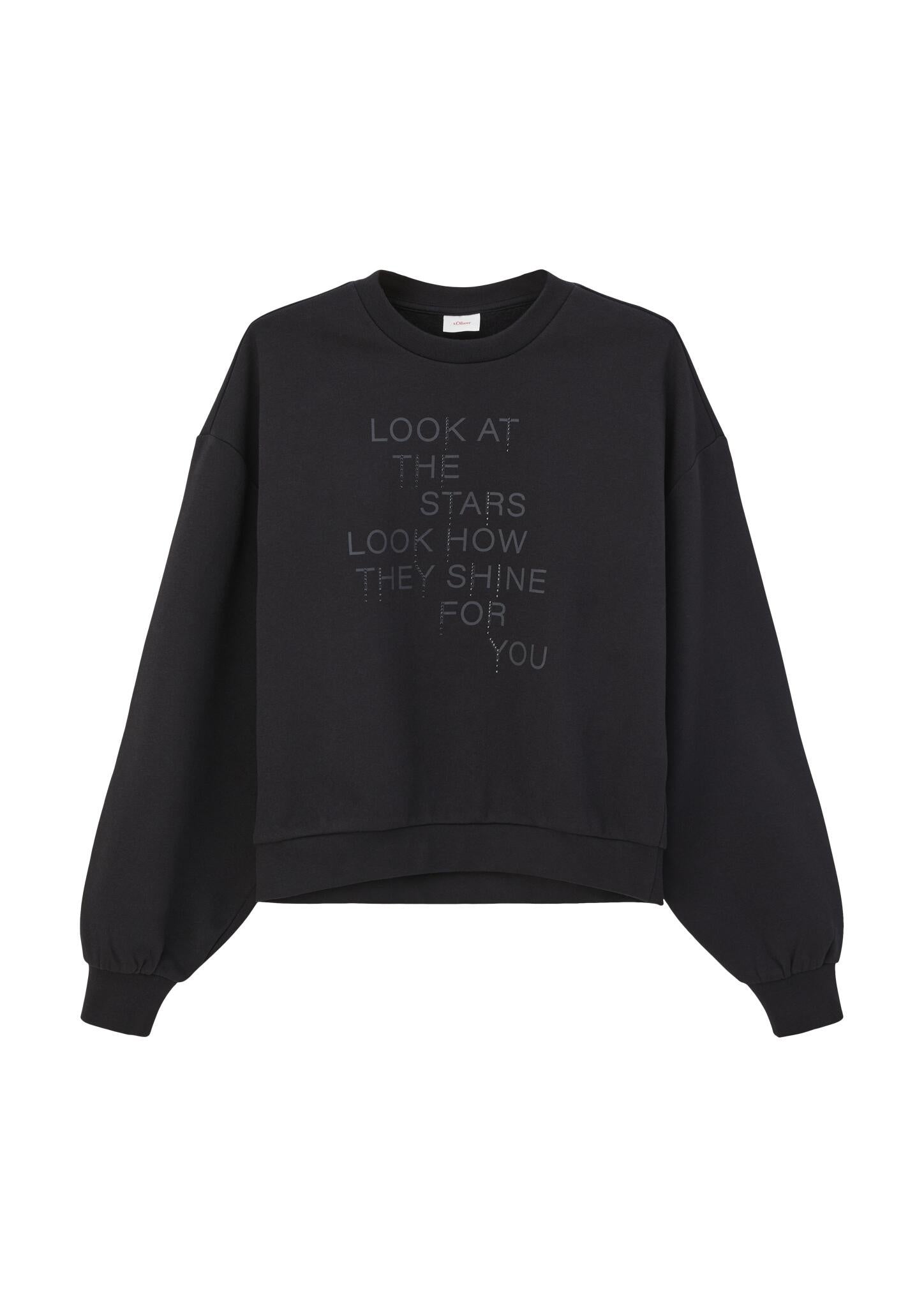 Sweatshirt mit Schriftzug - 9999-GREY/BLACK - Schwarz