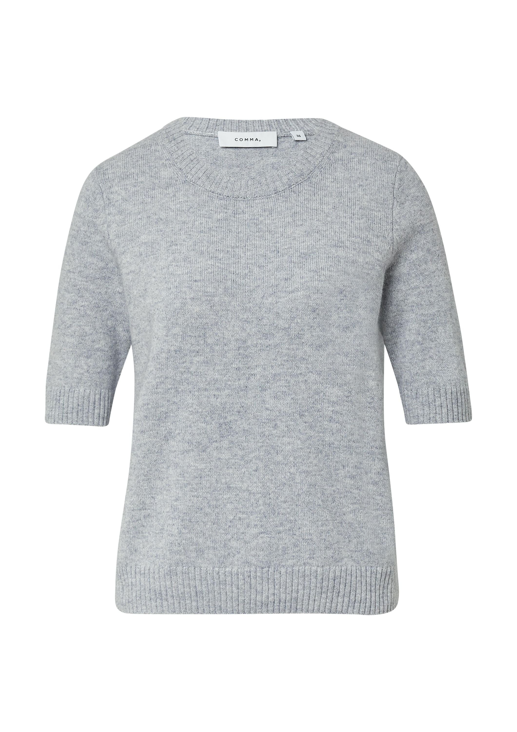 Strick-T-Shirt aus Wollmix - 92W2-GREY/BLACK - Grau