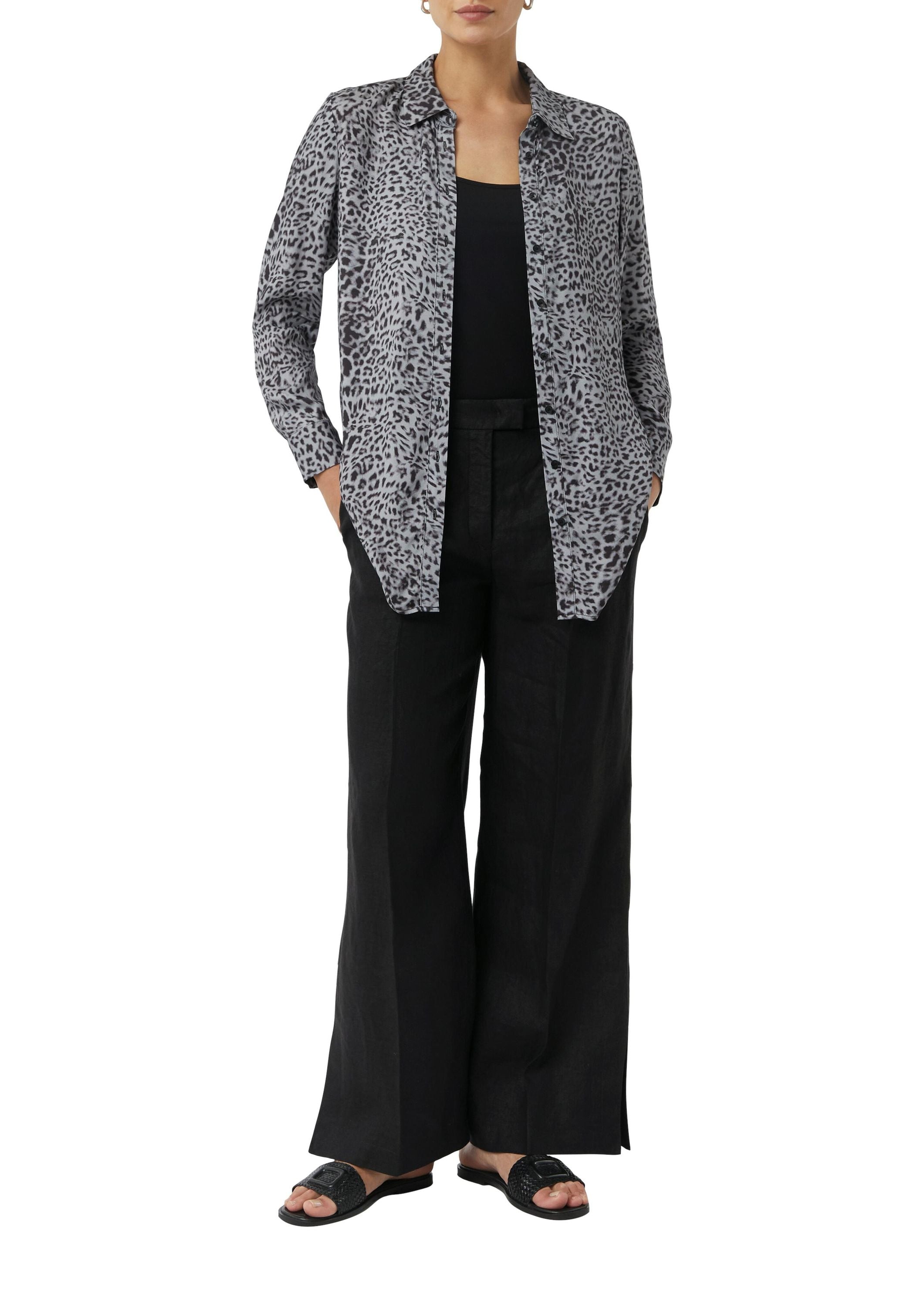 Longbluse aus Viskose - 99A0-GREY/BLACK - Grau