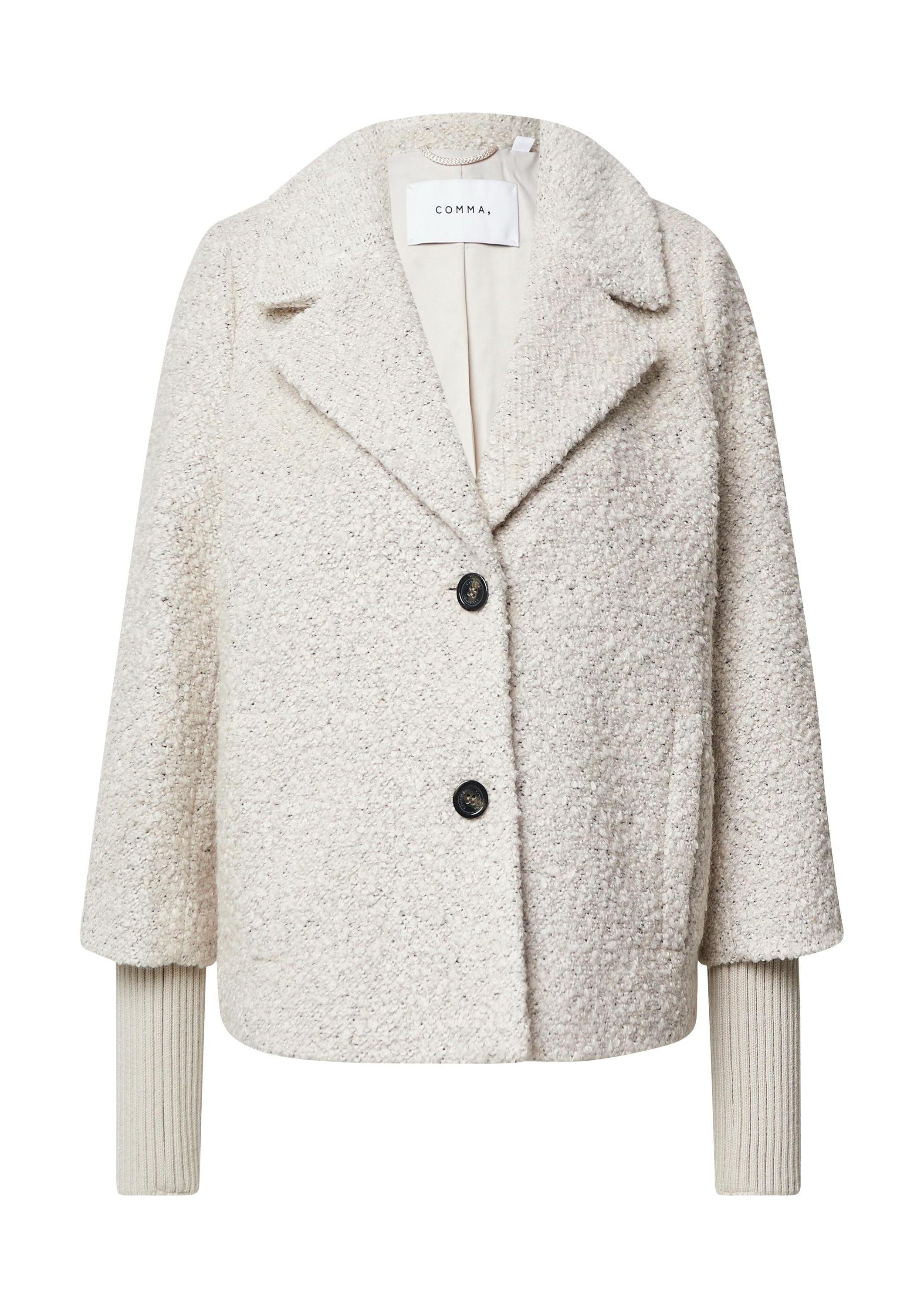 Boucléjacke mit Reversekragen - 9301-GREY/BLACK - Grau