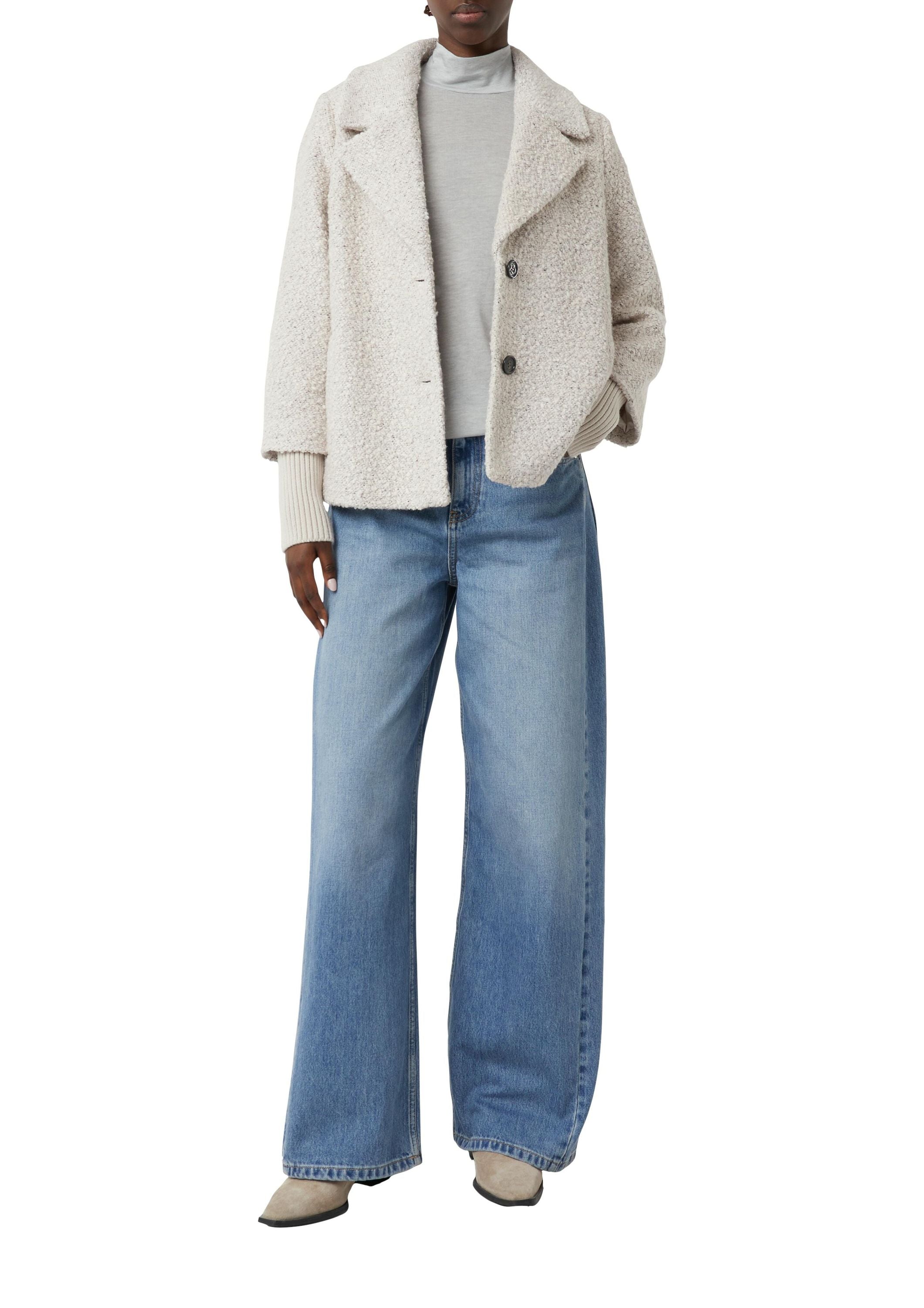 Boucléjacke mit Reversekragen - 9301-GREY/BLACK - Grau