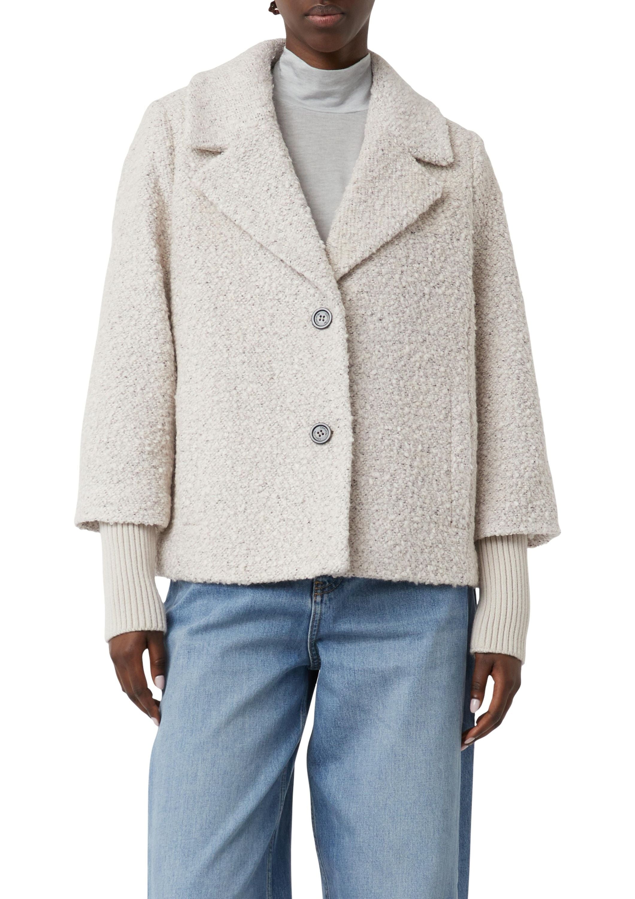 Boucléjacke mit Reversekragen - 9301-GREY/BLACK - Grau