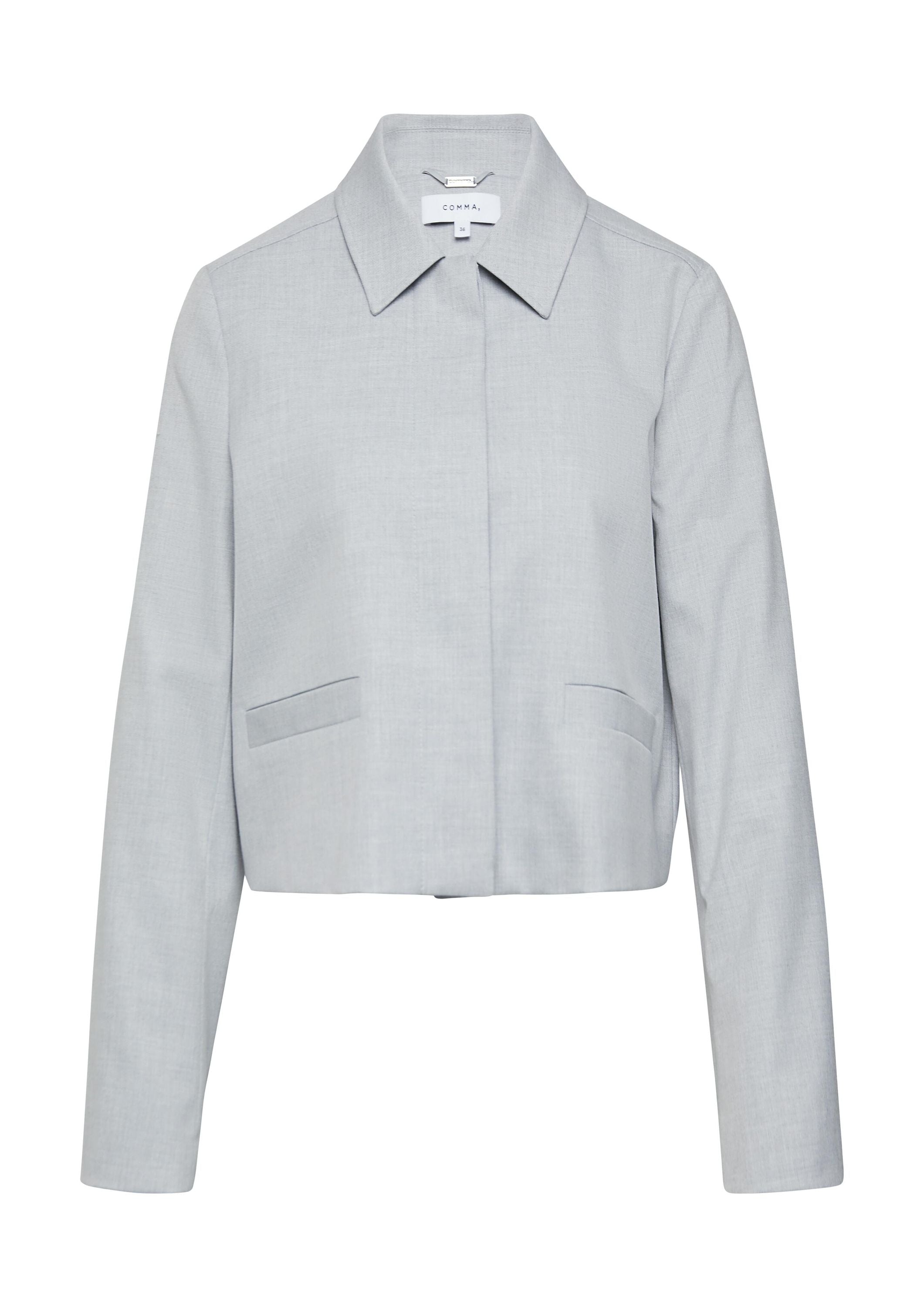 Blazer meliert mit aufliegendem Kragen - 90W9-GREY/BLACK - Grau