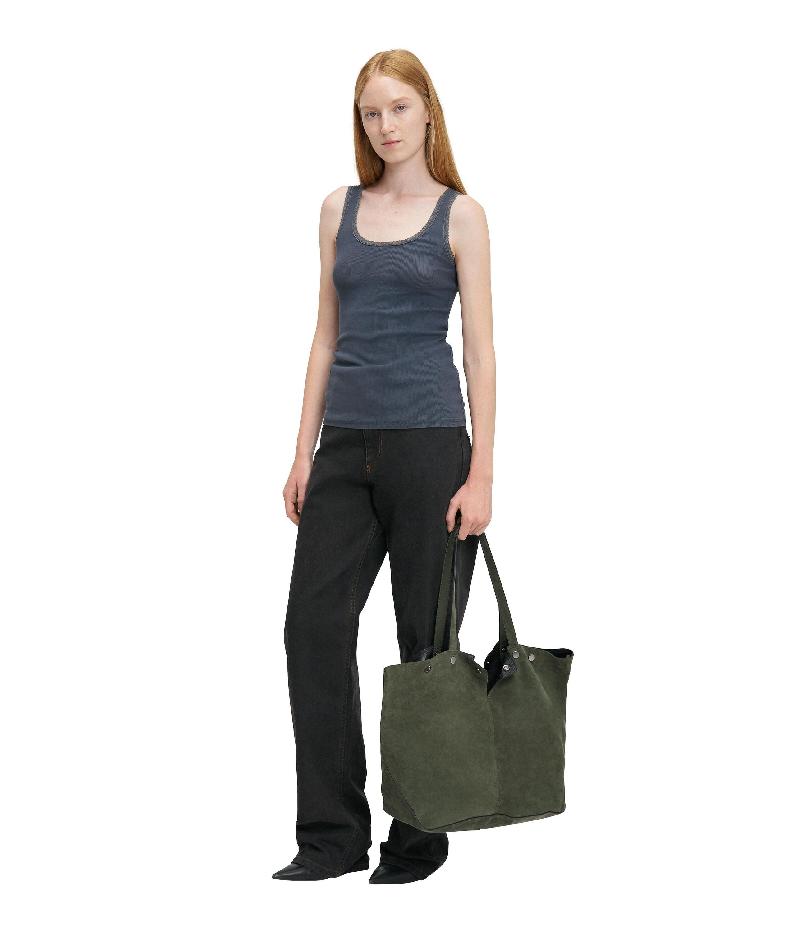 Shopper aus Wildleder - 7941-GREEN