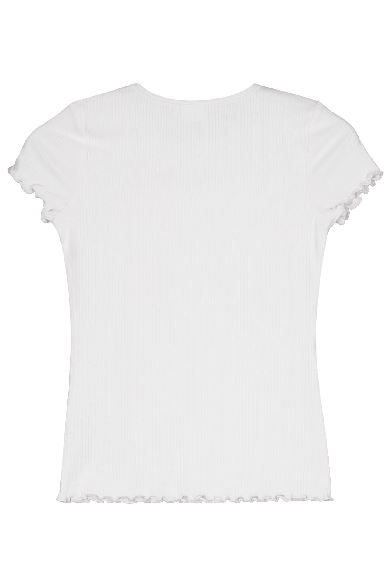 T-Shirt mit Riffelsaum - 0100-WHITE - Weiß