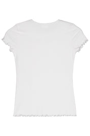 T-Shirt mit Riffelsaum - 0100-WHITE - Weiß