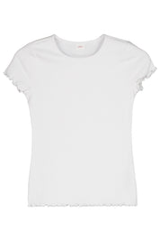 T-Shirt mit Riffelsaum - 0100-WHITE - Weiß