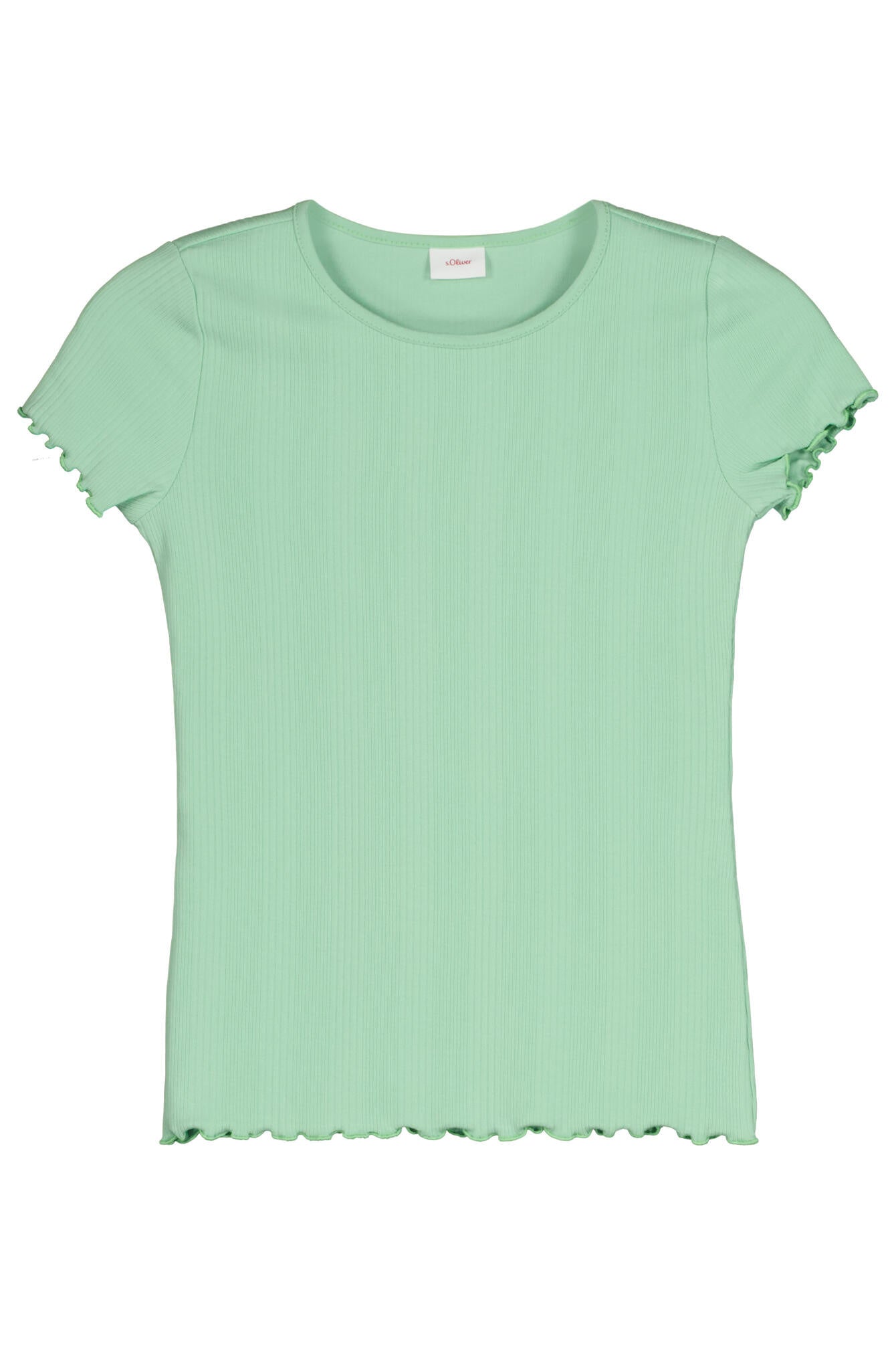 T-Shirt mit Riffelsaum - 7300-GREEN - Grün