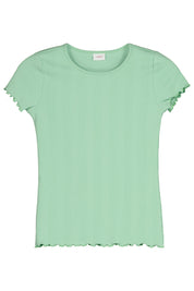 T-Shirt mit Riffelsaum - 7300-GREEN - Grün