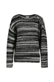 Gestreifter Strickpullover - 98X3-GREY/BLACK - Weiß | Schwarz