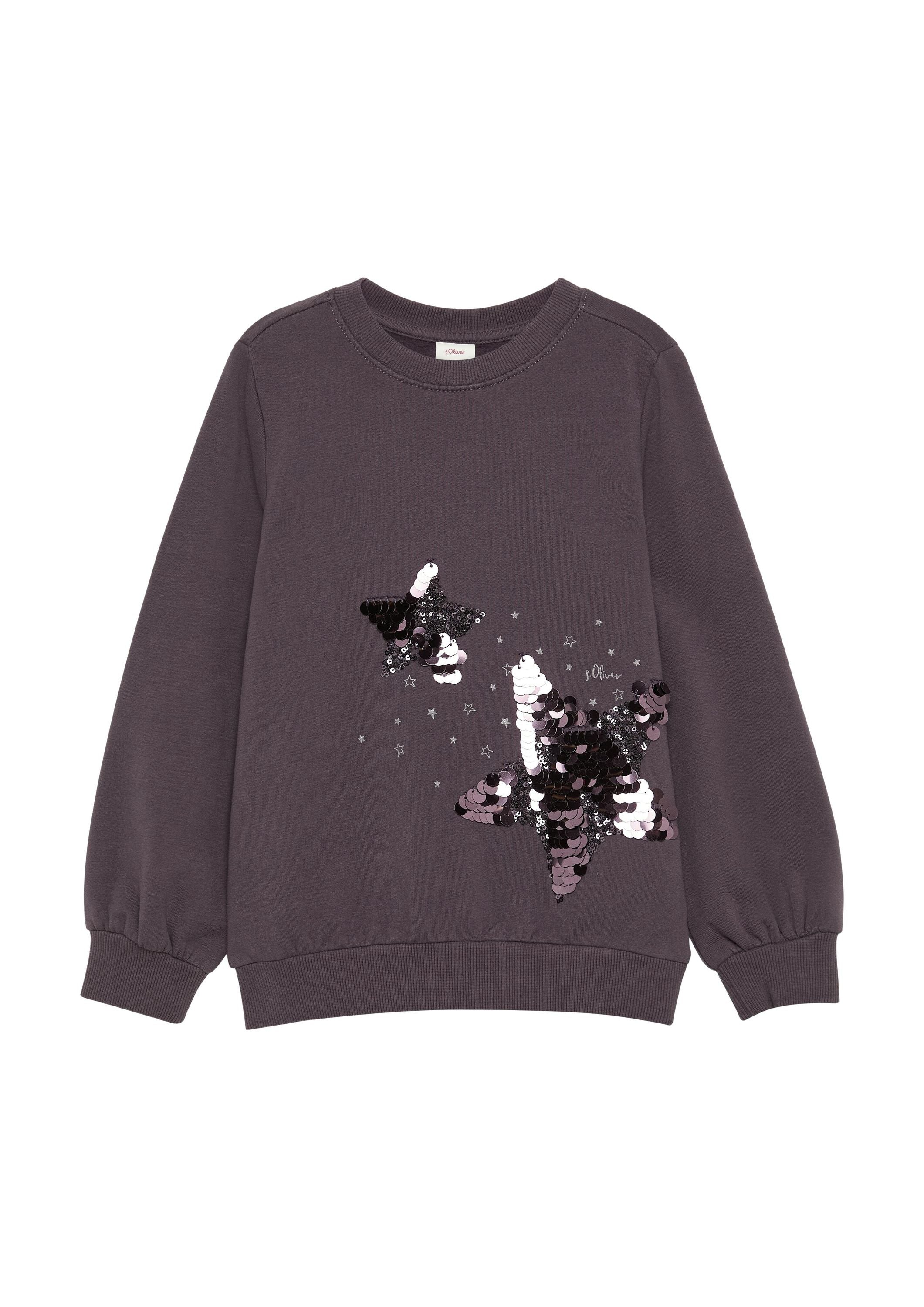 Sweatshirt mit Paillettendetail - 4892-LILAC/PINK - Violett