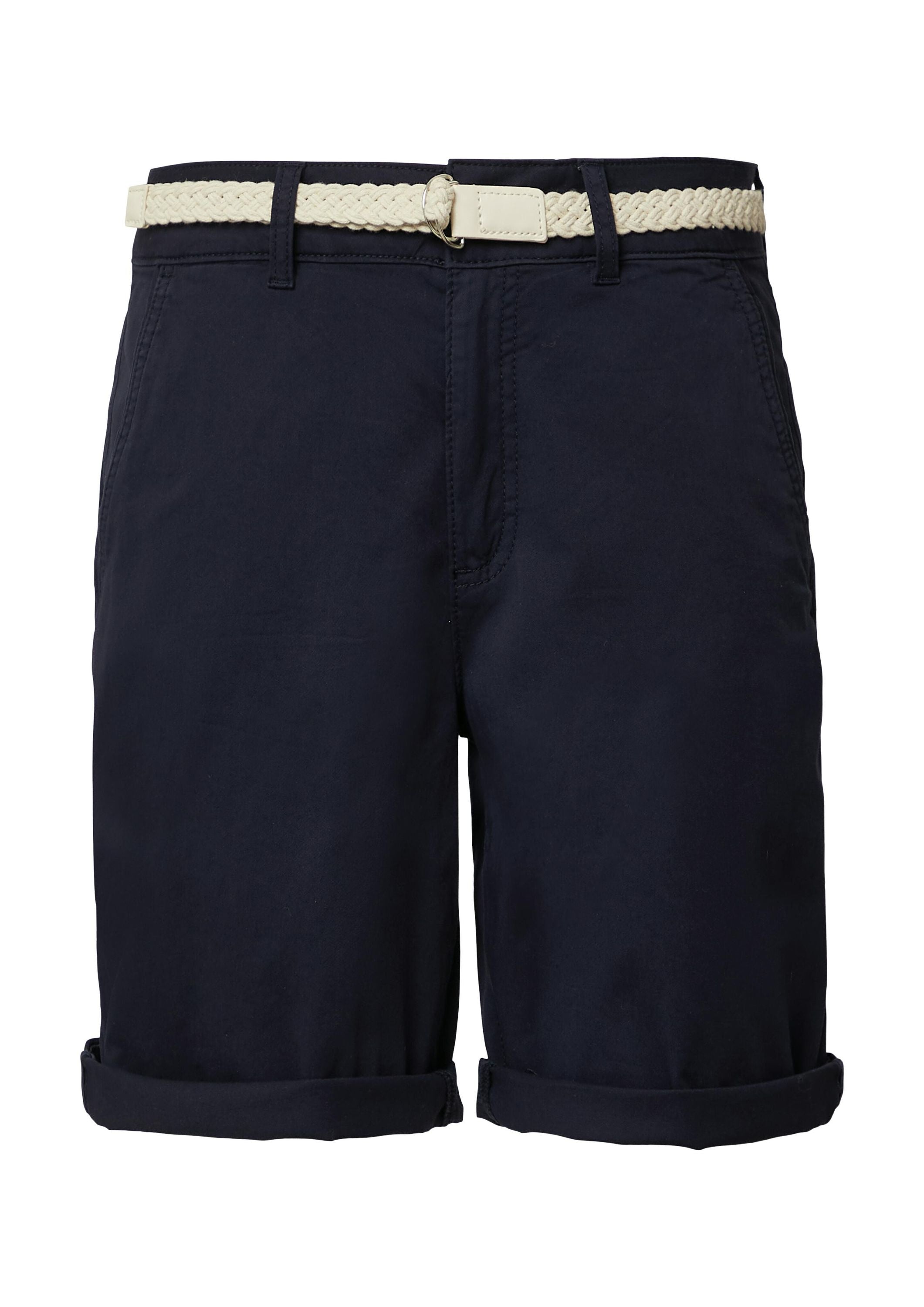 Bermuda-Shorts mit geflochtenem Gürtel - 5959-BLUE - Blau