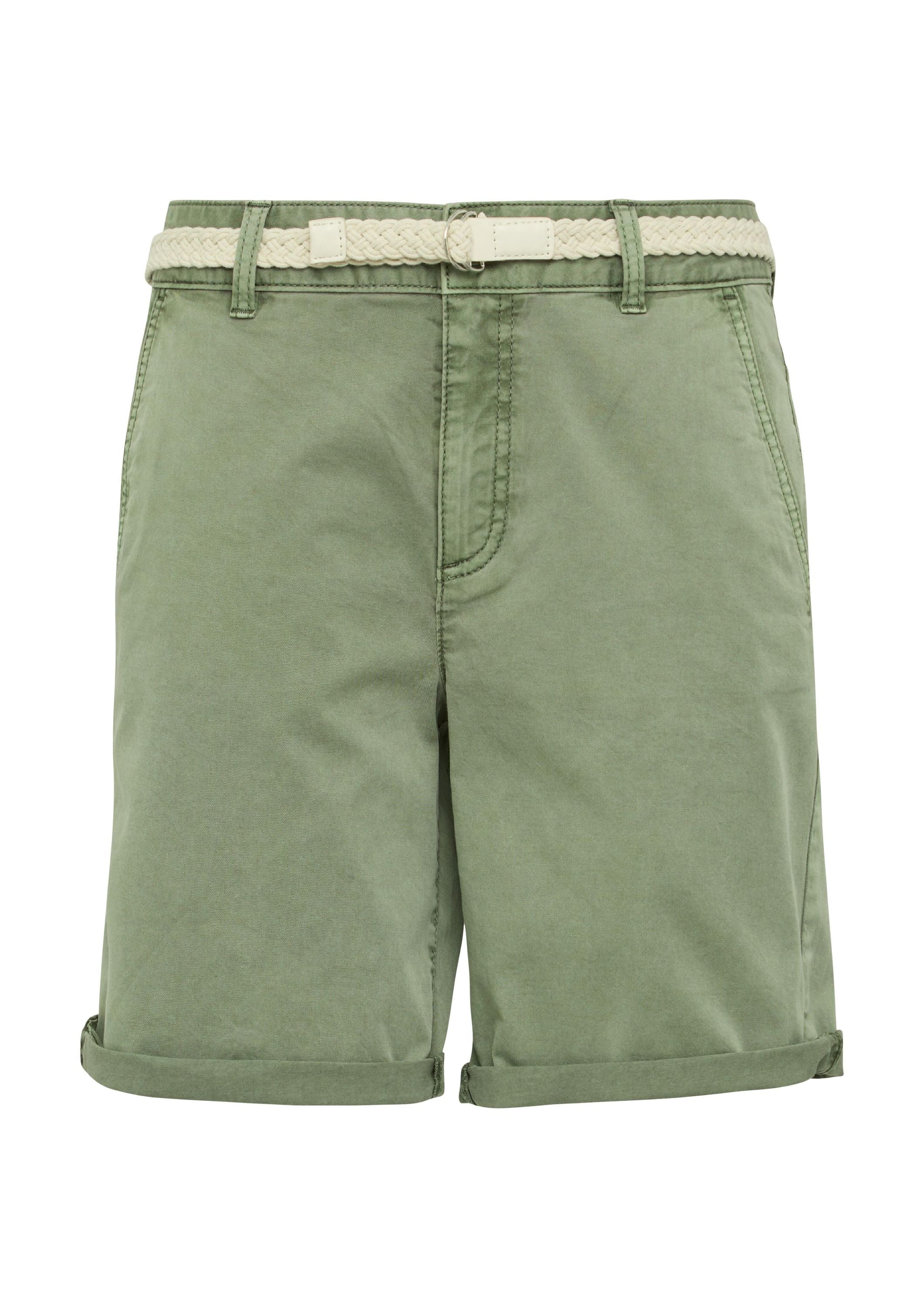 Bermuda-Shorts mit geflochtenem Gürtel - 7369-GREEN - Grün