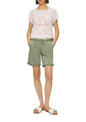 Bermuda-Shorts mit geflochtenem Gürtel - 7369-GREEN - Grün