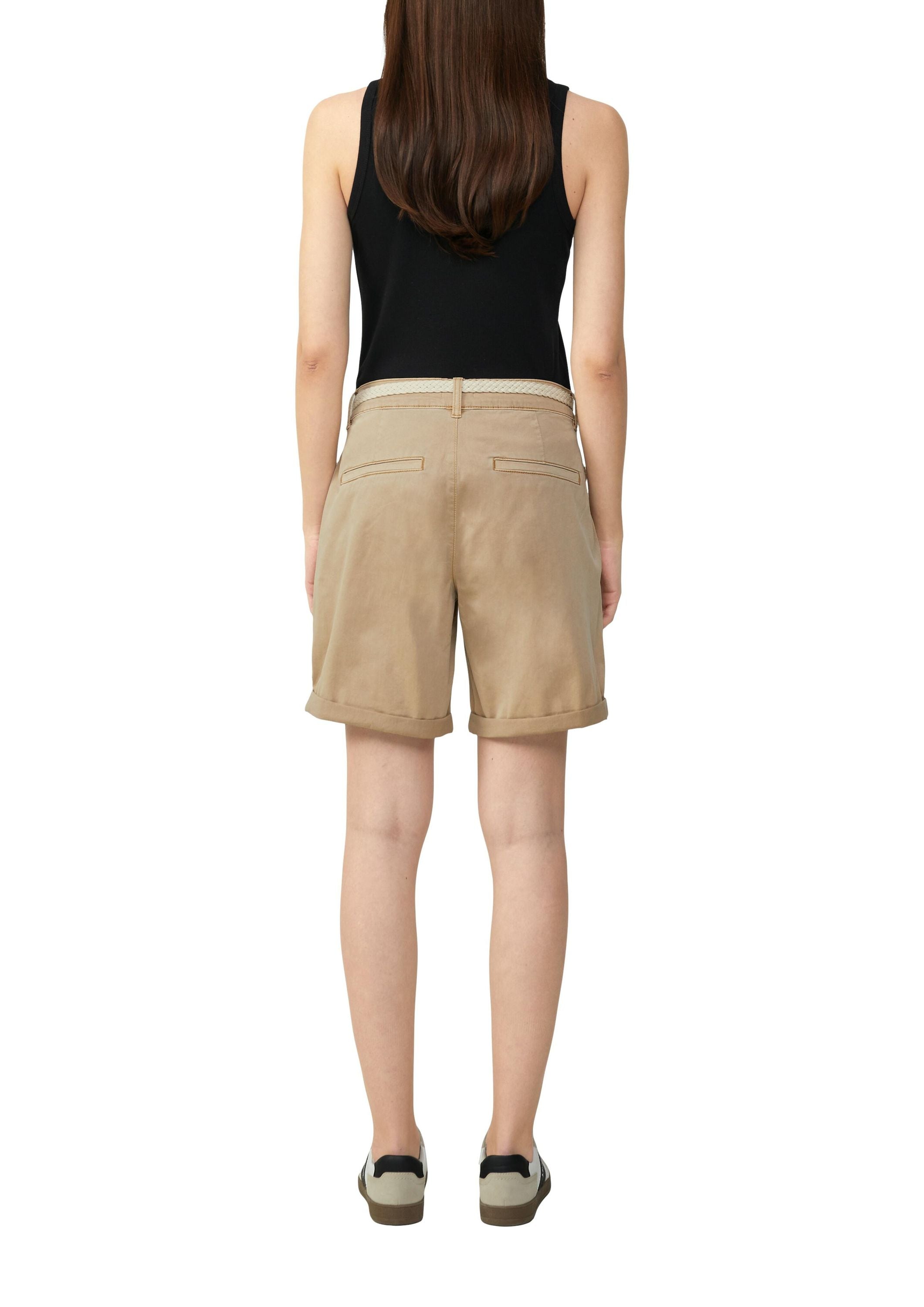 Bermuda-Shorts mit geflochtenem Gürtel - 8404-BROWN - Beige