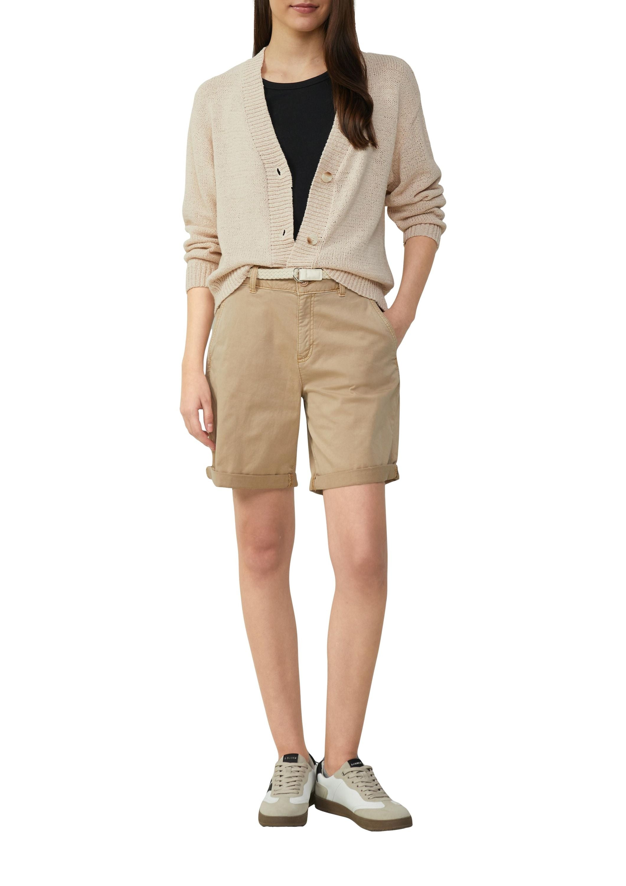 Bermuda-Shorts mit geflochtenem Gürtel - 8404-BROWN - Beige