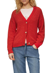 Strickjacke Relaxed Fit aus Baumwollmix - 30X1-RED - Rot