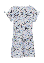 Sommerkleid floral aus Baumwolle - 01A2-WHITE - Weiß