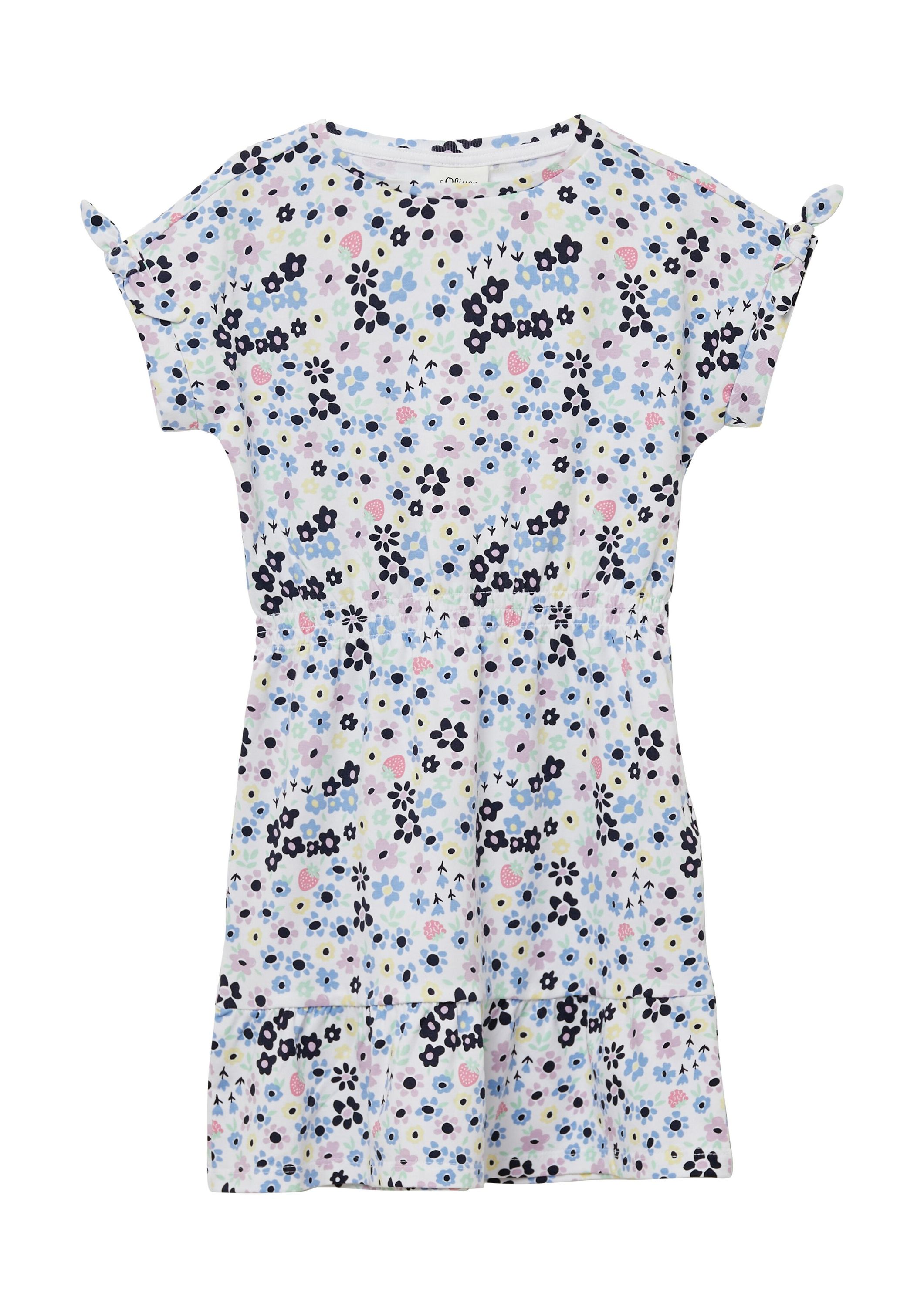Sommerkleid floral aus Baumwolle - 01A2-WHITE - Weiß