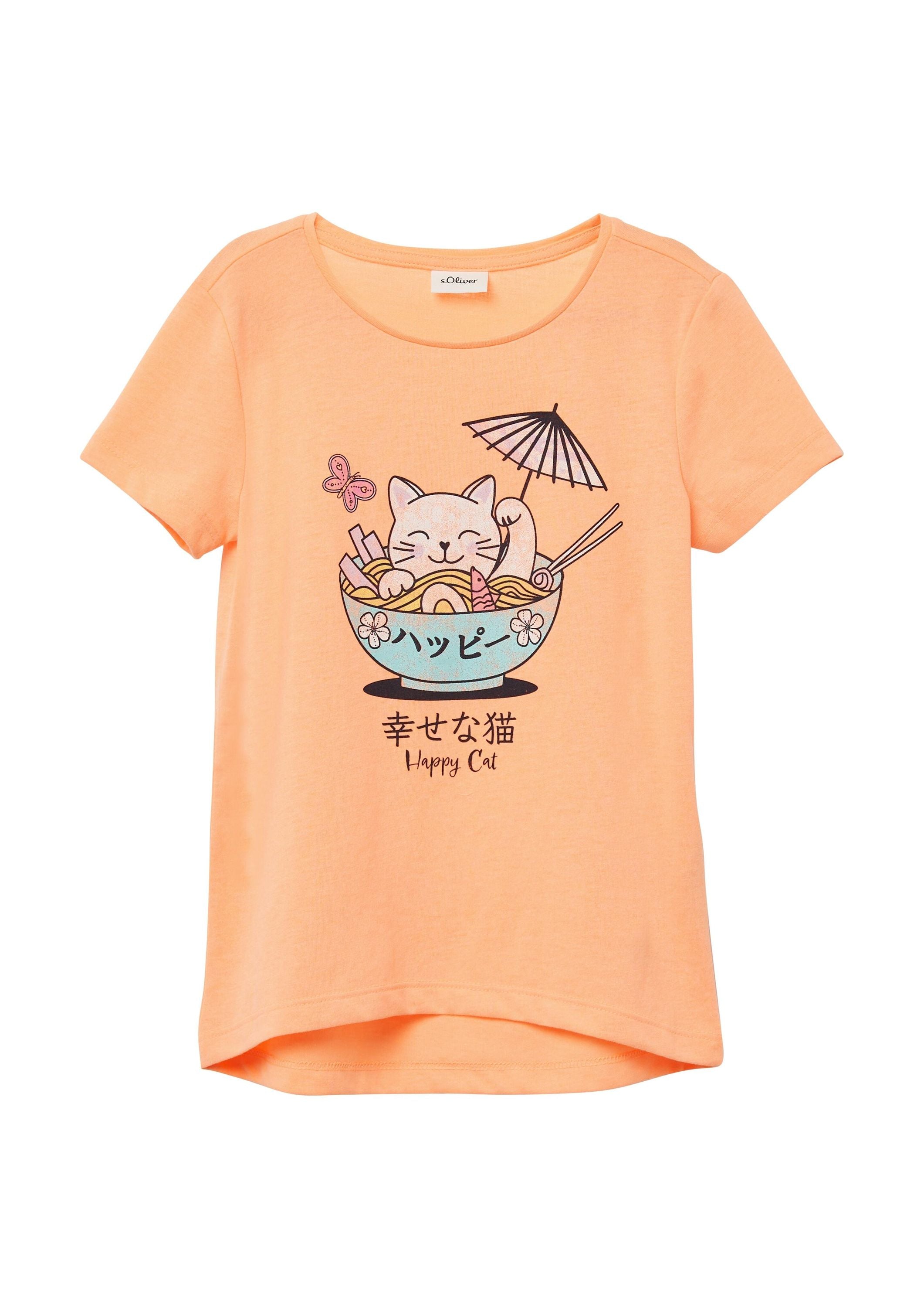 T-Shirt mit Print - 0068-WHITE - Orange