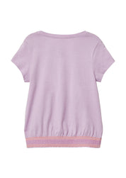 T-Shirt im O-Shape und gesmoktem Saum - 4222-LILAC/PINK - Violett
