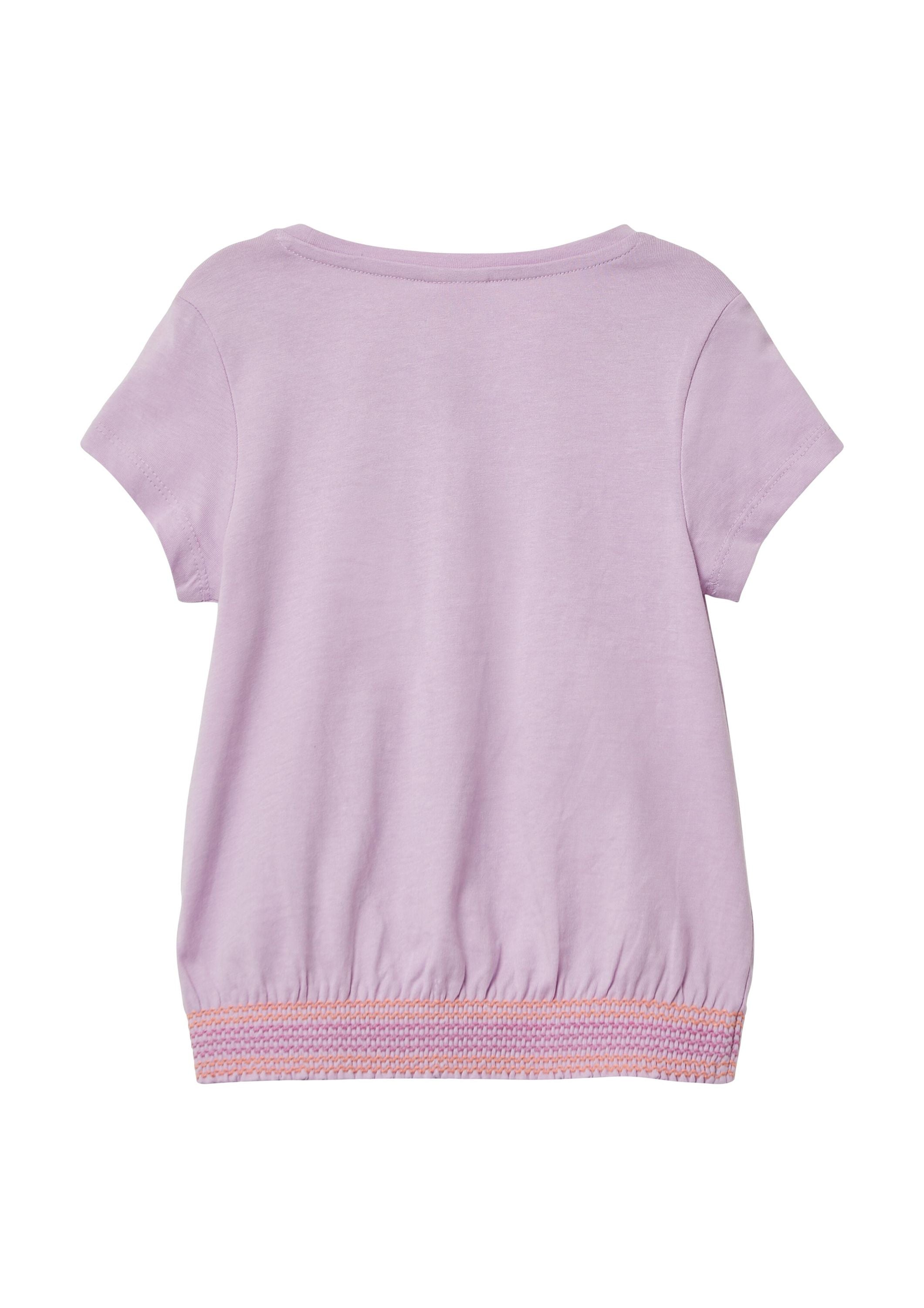 T-Shirt im O-Shape und gesmoktem Saum - 4222-LILAC/PINK - Violett